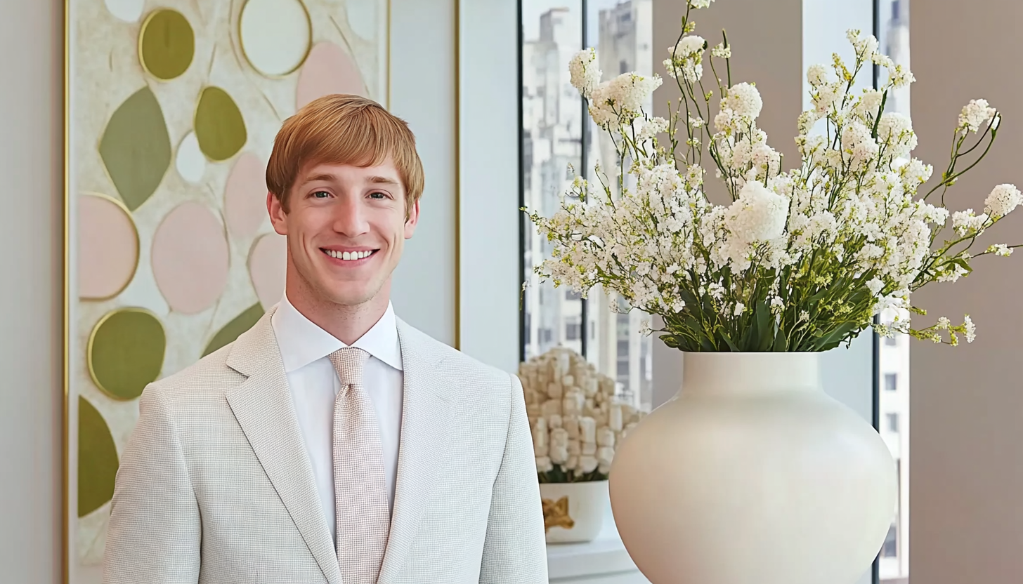 Business setting with diverse professionals, modern office design, smiling colleagues, and stylish interiors.