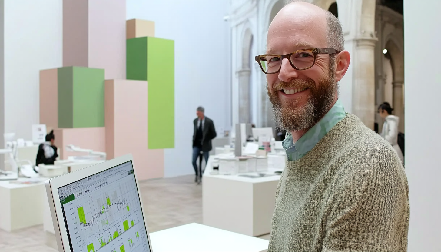 Modern office spaces with city views, art, and business meetings in vibrant, contemporary settings.